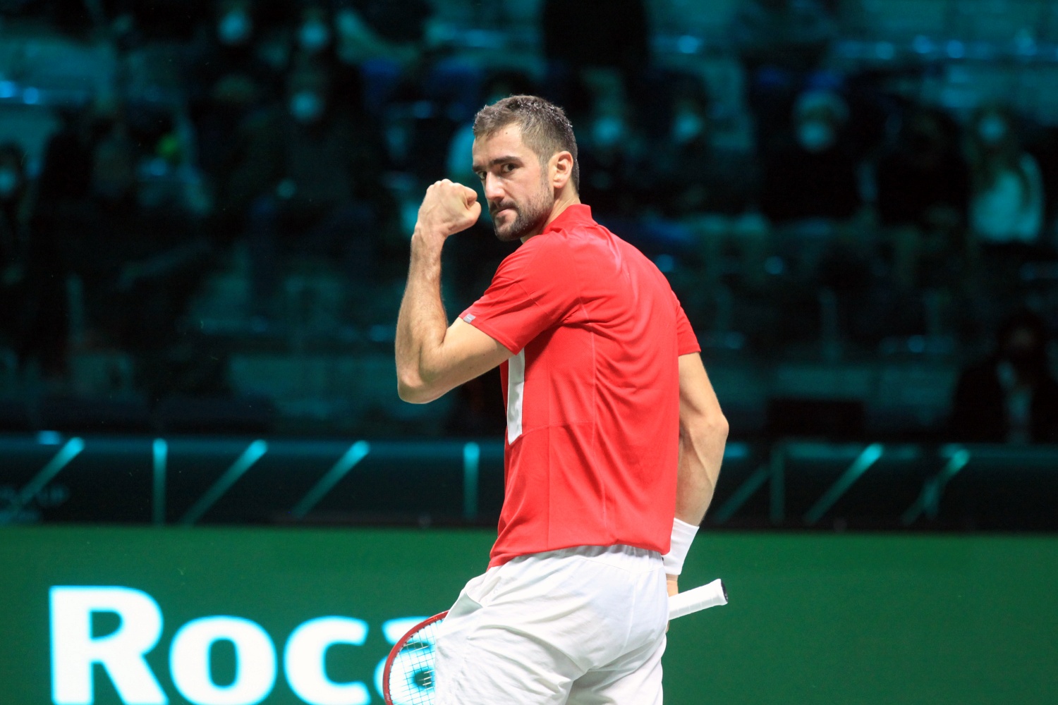 Torino, 25.11.2021.- Hrvatska i Australija igraju u prvom kolu Davis cup finala u Pala Alpitour dvorani u Torinu. Drugi meč igraju Marin Čilić i i Alex de Minaur.