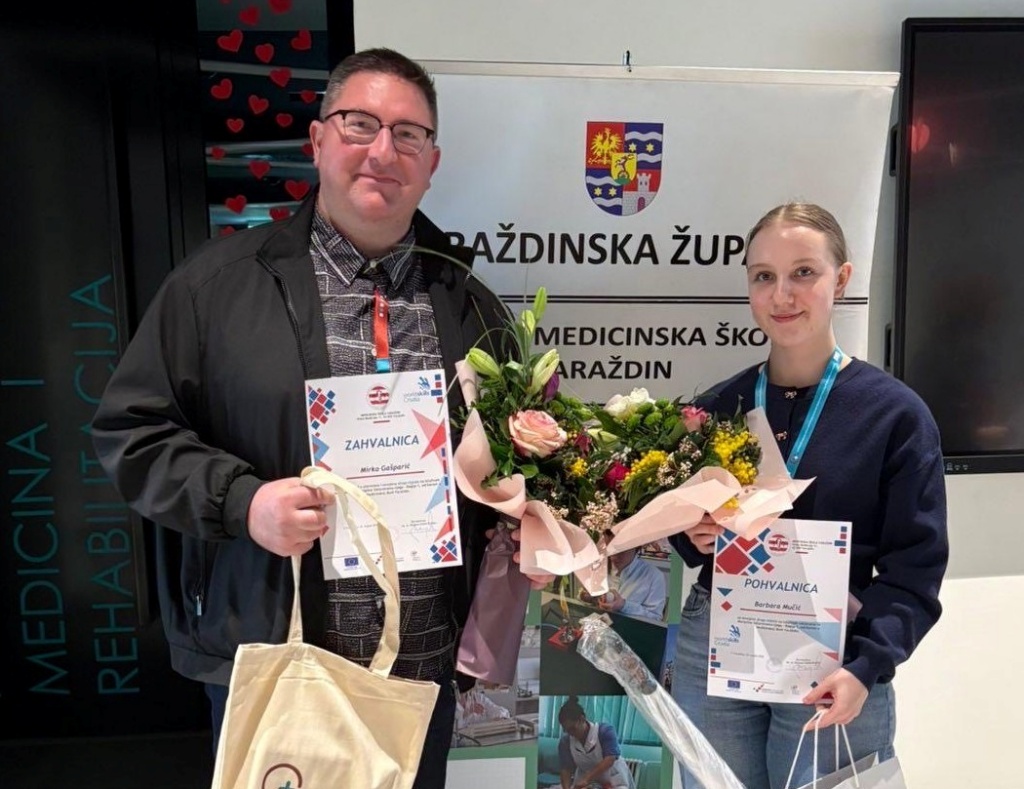 Učenica Barbara Mučić i mentor Mirko Gašparić / Foto: SŠČ